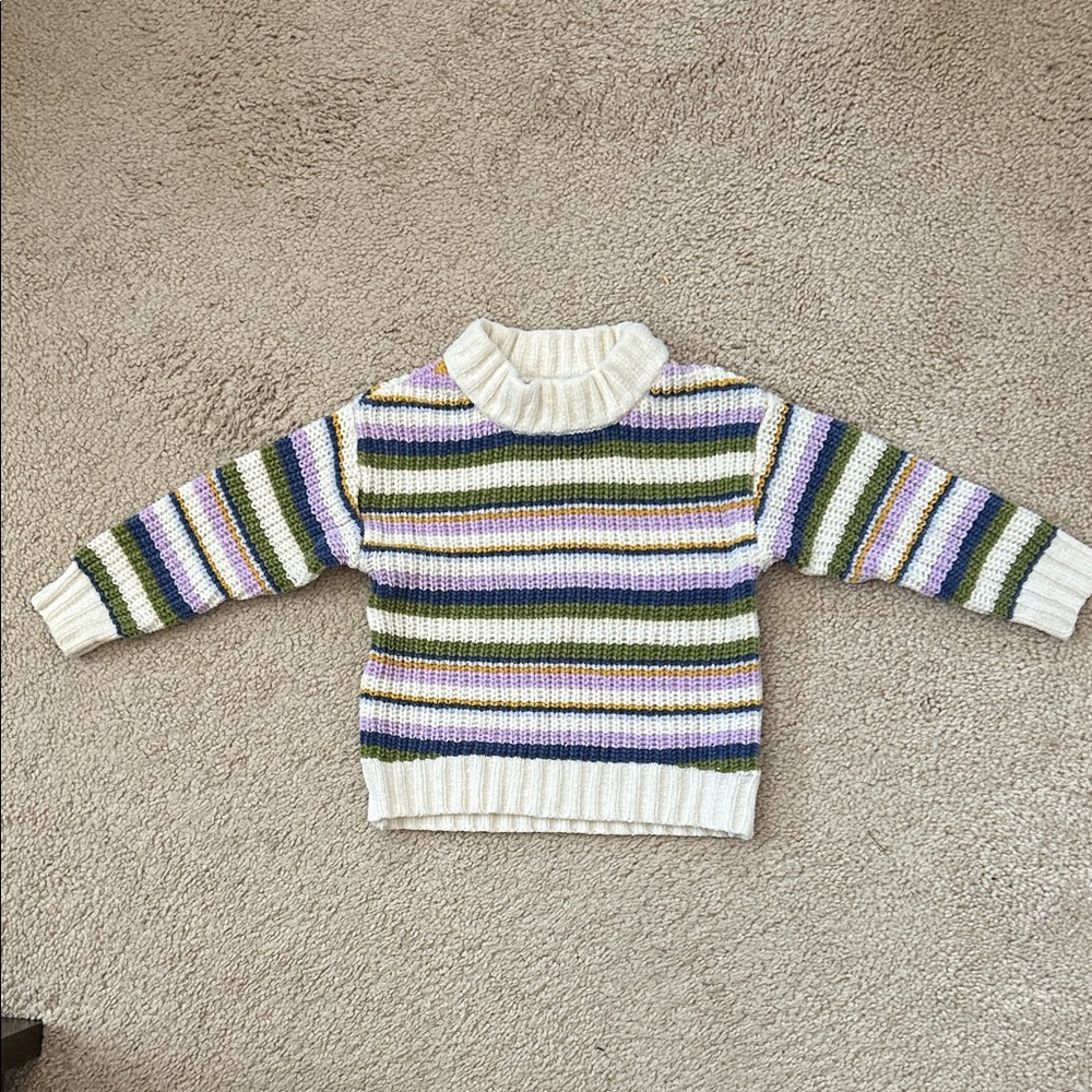 Old Navy Green and Purple Striped Sweater